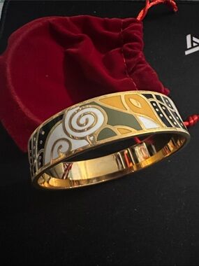 Gold-Tone Multicolor Enamel Spiral Bangle Bracelet
#99